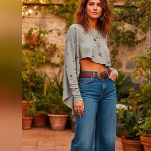 Free People Blue Flare & Wide Leg Jeans